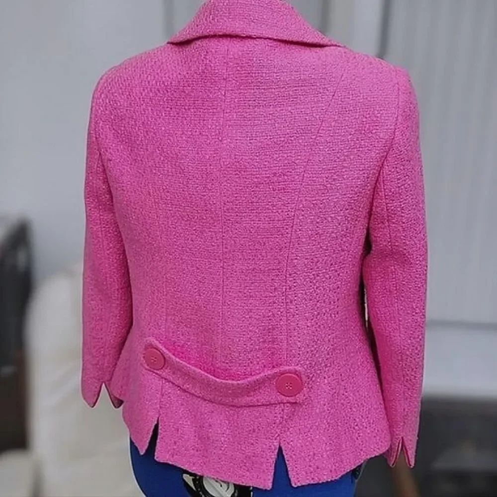 Vtg Y2K Planet fuschia bouclé wide collar blazer jacket - Picture 3 of 16